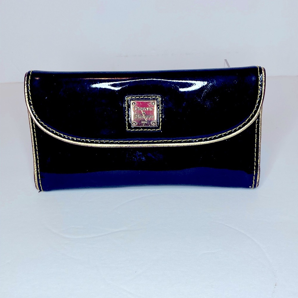 DOONEY & BOURKE Black Leather Wallet w/ Gold trimming | size: SM